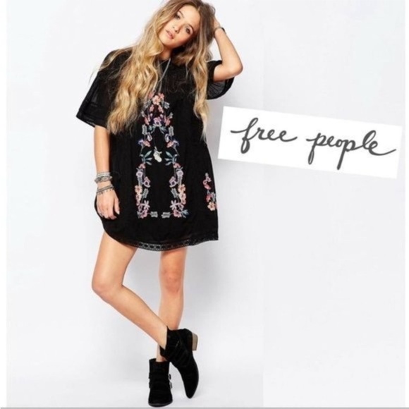 Free People Perfectly Victorian Black Embroidered Dress - Picture 16 of 16